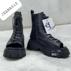 【極美品】JEANASIS フロントジップ厚底グラディエーターサンダル 黒 M 極美品✨】JEANASIS フロントジップ厚底グラディエーターサンダル 黒 L