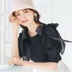 ウィルセレクション 肩リボンビスチェ風ラメプルオーバー