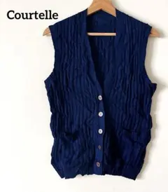 フランス製 ヴィンテージ ニットベスト ネイビー Courtelle クールテル