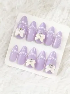 ネイルチップ 量産型 ガーリー ツイード 推しネイル 紫 #11 現品 ネイルチップ 紫 パープル 量産型 地雷系 ガーリー 推し ゆめかわ