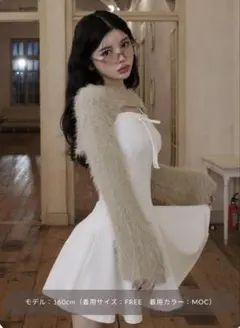 Darich ステッチリボンカットフレアミニワンピース