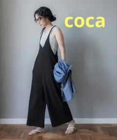coca エンボス加工　深Vネックオールインワン　黒　GAP　ザラ　チャオパニッのサムネイル
