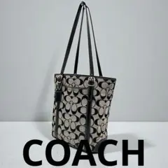 COACH コーチ トートバッグ キャンバス シグネチャー 肩掛け ブラック