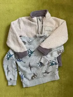 【セット】恐竜柄裏フリーストレーナー&mont-bellジャケット 110cm