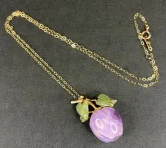 18金 アメジスト 翡翠 木の実 ネックレス K18 750刻印 天然石 希少 