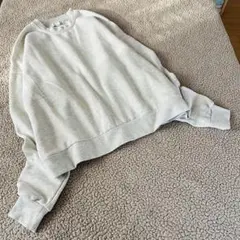 美品★ユニット★レディース長袖トレーナー【L】グレー 裏起毛リブ　綿混 シンプル