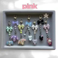 【めじるしアクセサリー用】ハンドメイドリボンストラップ ピンク