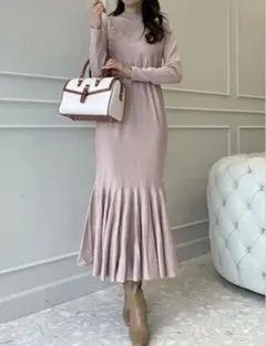 エイミーイーストワール　ギャザーボリュームマーメイドニットワンピース