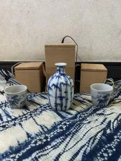 1点物真右ェ門酒器馬場九洲夫作有田焼燦めき徳利ぐい呑み2客真右エ門