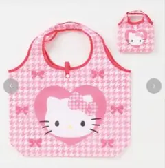 しまむら サンリオ ハローキティ ショッピングバッグ エコバッグ 千鳥柄 ピンク