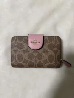 COACH 二つ折り財布 ブラウン ピンク