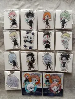 呪術廻戦アクリルキーホルダー缶バッジ15個セット虎杖悠仁五条悟夏油傑他