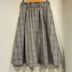 GLACIER ハニーズ チェック柄 フレアスカート L グレー 春服　お花見