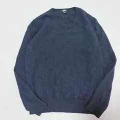 UNIQLO ネイビー カシミヤ100% Vネック ニット L