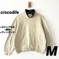 crocodileメンズ　トップス　カーキベージュ 春秋　カジュアル　古着　M