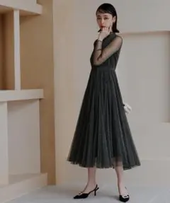 RUIRUE BOUTIQUE ラメチュールメロウワンピース(ブラックLサイズ)