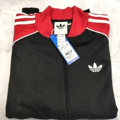 新品★M★adidas ルーズ メッシュ トラックトップ ブラック×赤 藤井風