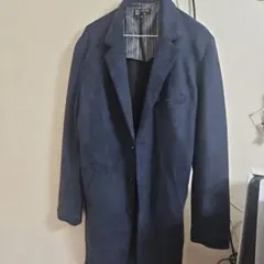 ネイビー チェスターコート スエード風