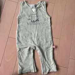 オリーブグリーン犬イラストロンパース