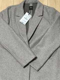 【新品未使用・タグ付き】ZARA グレー チェスターコート Lサイズ
