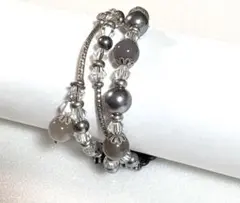 Apple Watch パールビーズ バンド 40mm対応 グレー×シルバー