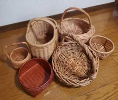天然素材 かご バスケット 6点セット まとめ売り