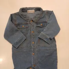 クロワッサンべべ ロンパース 70cm 長袖 ブルー Bebe ベビー