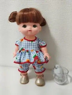 ハンドメイド品 ぽぽちゃんサイズお人形服 スモック•ズボン•帽子セット