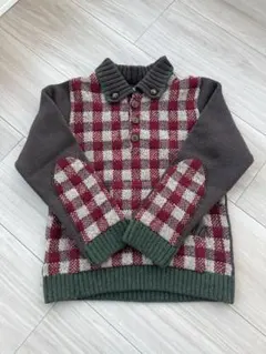 familiar 長袖　チェック柄　ニットセーター　110cm