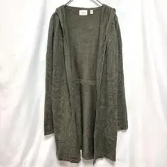 CYRUS 【XS】 フード付きロングニットカーディガン カーキ 羽織り