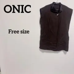ONIC 【Free】ブラウン ノースリーブベスト ジレ アウター ポケット付
