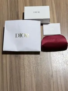 Dior 赤 サテン ポーチ 付属品付き