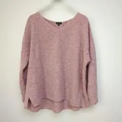 インディヴィ　INDIV　長袖セーター　大きいサイズ48　くすみピンク