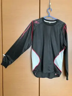 MIZUNO ミズノ 長袖 Tシャツ 【L】 黒 白 赤ライン　※傷多め