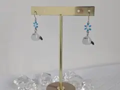 雪の結晶とシマエナガ ピアス・ノンホールピアス