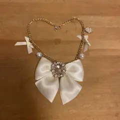 Maison de FLEUR ビジューリボンパールバッグチャーム アイボリー