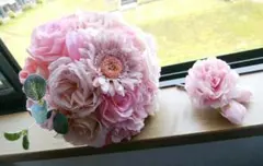 くすみ系クラッチブーケ&ブートニアせっと♡