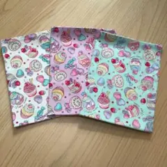 W60×40cm ランチョンマット 3枚セット スイーツ ケーキ柄 女の子 給食