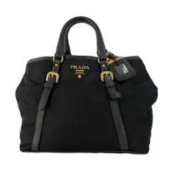 良品　プラダ　2way ショルダーバッグ　ハンドバッグ　ナイロン　金ロゴ