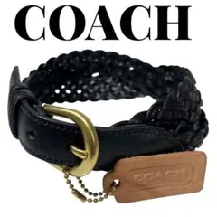 COACH ベルト レザー 編み込み メッシュ ブラック コーチ 黒 - メルカリ