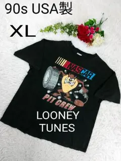 90s ヴィンテージ ルーニーチューンズ× NASCAR Tシャツ XL 黒
