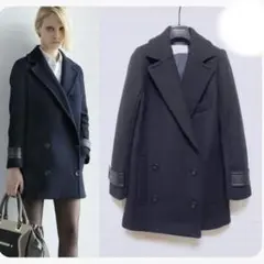 BORNY ボルニー ネイビー ダブルブレストピーコート