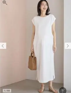 【ANGELIEBE】 コットン100%フレンチスリーブワンピース　ロングタイプ