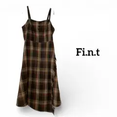Fi.n.t キャミワンピース　ロング　ブラウンレッドベージュチェック　F
