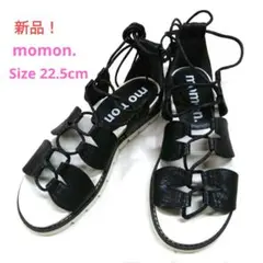【最終値下げ】★新品未使用　momon. モモン　レースアップ　フラットサンダルのサムネイル