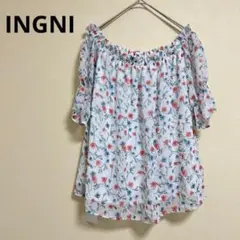 新品【INGNI】イング　オフショル　半袖　トップス　春　白　透け感　花柄