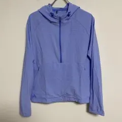 adidas アディダス 青 チェック柄 フード付きパーカー M レディース