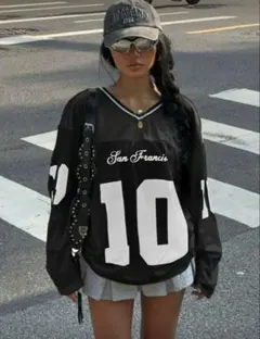 ブラックメッシュ長袖Tシャツ　3XL