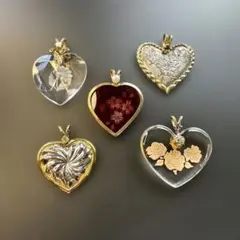 【vintage】ハートペンダントトップ　まとめ売り　5点
