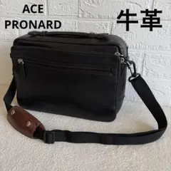 【美品】ACE PRONARD ショルダーバッグ レザー 牛革　ブラックのサムネイル